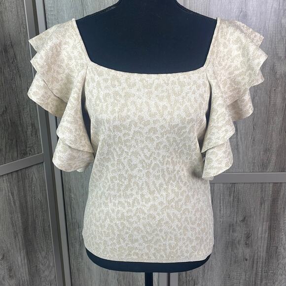 INC metallic leopard print crop sweater women’s M - Picture 1 of 13